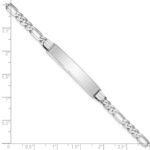 14k White Gold Polished Solid Chain/Solid Plate Figaro Link Soft Diamond Shape 33x9mm Plate 8 inch ID Bracelet - Image 3