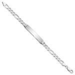14k White Gold Polished Solid Chain/Solid Plate Figaro Link 38.5x8mm Plate 8 inch ID Bracelet - Image 2