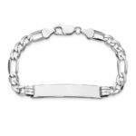 14k White Gold Polished Solid Chain/Solid Plate Figaro Link 38.5x8mm Plate 7 inch ID Bracelet - Image 4