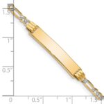14k Polished with Rhodium Pav‚ Solid Chain/Solid Plate Figaro Link 25.5x5mm Plate ID Bracelet - Image 3