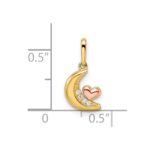 14k Two-tone Madi K CZ Moon with Heart Pendant - Image 4