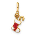 14k Madi K Polished Red and White Epoxy Christmas Stocking with Candy Childrens Charm / Pendant