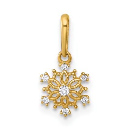 14k Madi K Polished CZ Snowflake Childrens Charm / Pendant