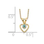 14k Madi K 3mm Blue Zircon Heart Birthstone Necklace - Image 3