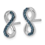 Sterling Silver Rhodium-Plated Polished Blue Crystal Eternity Post Earrings - Image 2