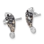 Sterling Silver Rhodium-plated Polished Grey Crystal Manatee Post Earrings - Image 2