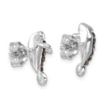 Sterling Silver Rhodium-plated Polished Grey Crystal Manatee Post Earrings - Image 4