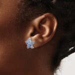 Sterling Silver Rhodium-plated Polished Blue Crystal Starfish Post Earrings - Image 3