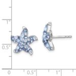 Sterling Silver Rhodium-plated Polished Blue Crystal Starfish Post Earrings - Image 5