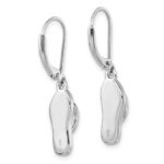 Sterling Silver Rhodium-plated Polished White Crystal Flip Flop Dangle Leverback Earrings - Image 4