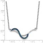 Sterling Silver Rhodium-Plated Polished Blue Crystal Fashion Wave 16.5 inch with a 1 inch extention Necklace - Image 5