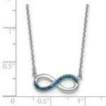 Sterling Silver Rhodium-Plated Polished Blue Crystal Eternity 16.5 inch with a 2 inch extention Necklace - Image 5