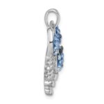 Sterling Silver Rhodium-plated Polished Blue Crystal Lobster Pendant - Image 2
