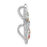 Sterling Silver Rhodium-plated Polished Orange Crystal Pelican Pendant - Image 2