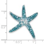Sterling Silver Rhodium-plated Polished Blue Crystal Star Fish Chain Slide - Image 5