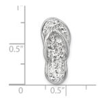 Sterling Silver Rhodium-plated Polished White Crystal Flip Flop Chain Slide - Image 5