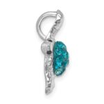 Sterling Silver Rhodium-plated Polished Crystal Turtle Chain Slide - Image 2