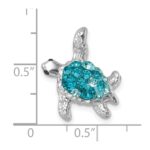 Sterling Silver Rhodium-plated Polished Crystal Turtle Chain Slide - Image 5