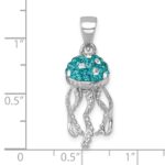 Sterling Silver Rhodium-plated Polished Crystal Jellyfish Pendant - Image 5