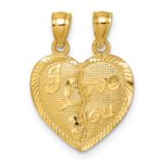 14k Polished Diamond-cut I LOVE YOU 2-Piece Break Apart Heart Pendant