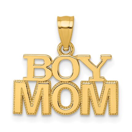 14k Polished BOY MOM Pendant