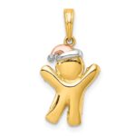 14k with White Rhodium and Rose-plating Polished Gingerbread Man Charm - Image 3