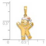 14k with White Rhodium and Rose-plating Polished Gingerbread Man Charm - Image 4