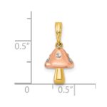 14k with White Rhodium and Rose-plating Polished 3-D Mushroom Charm - Image 5