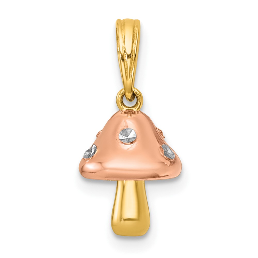 K10017.jpg 14k with White Rhodium and Rose-plating Polished 3-D Mushroom Charm - Image 1