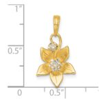 14k with White Rhodium Polished Blooming Flower Charm - Image 4