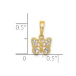 14k with White Rhodium Polished Butterfly Charm - Image 4