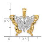 14k and Rhodium Diamond-cut Polished Cut-out Butterfly Pendant - Image 4