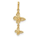 14k Polished Double Butterfly Dangle Charm Pendant - Image 3