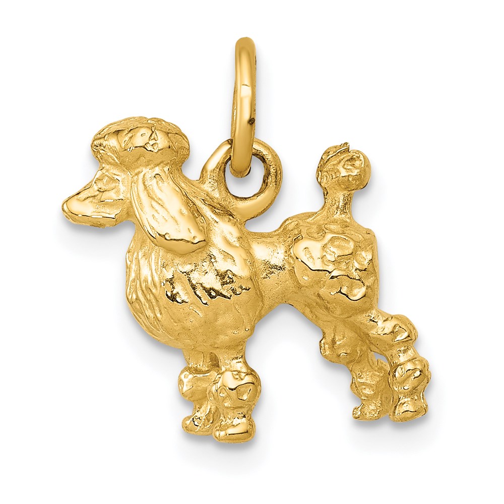K1003.jpg 14k Solid 3-D Poodle Dog Charm - Image 1