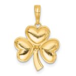 14k with White Rhodium Polished 3-Leaf Clover Charm - Image 3