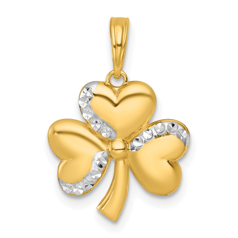 K10033.jpg 14k with White Rhodium Polished 3-Leaf Clover Charm - Image 1