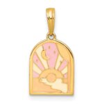 14k Polished Multi Color Enamel Sunset and Moon Charm