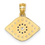 14k Polished Lab Created Blue Spinel and CZ Evil Eye Charm Pendant - Image 3