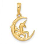 14k with White Rhodium Polished Unicorn In Moon Charm - Image 3