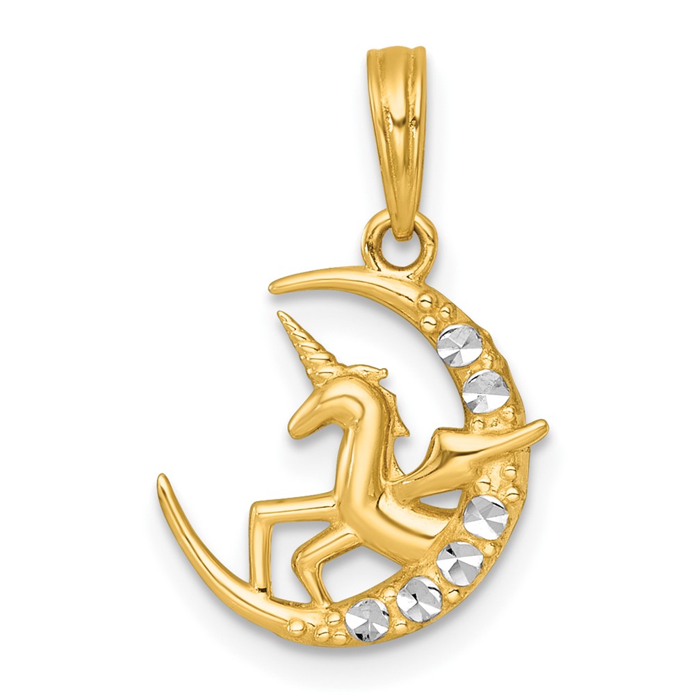 K10044.jpg 14k with White Rhodium Polished Unicorn In Moon Charm - Image 1