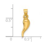 14k Polished Hollow 3-D Italian Horn Pendant - Image 4