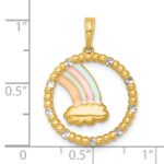 14k with White Rhodium Multi Color Enamel Rainbow With Cloud in Circle Charm - Image 4