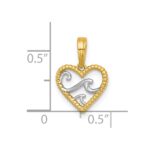 14k with White Rhodium Reversible Polished Waves In Heart Charm - Image 4