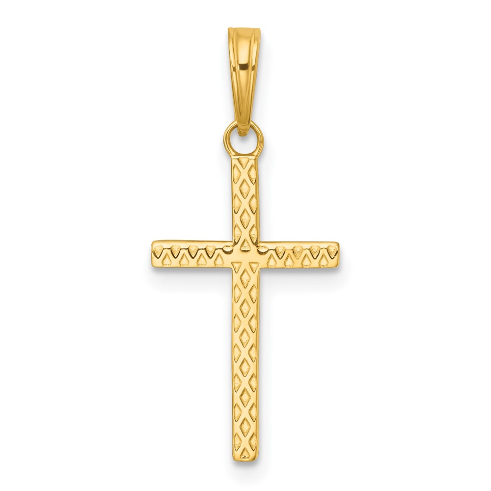 K10071.jpg 14k Polished Textured Cross Pendant - Image 1