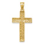 14k Polished Diamond-cut Textured Fancy Latin Cross Pendant - Image 3