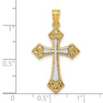 14k Two-tone Diamond-cut Polished Passion Cross Pendant - Image 4
