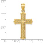 14k Polished Diamond-cut Textured Fancy Pierced Design Cross Pendant - Image 4