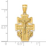 14k Polished and Textured Cara Vaca Crucifix Pendant - Image 4