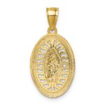 14k with White Rhodium Polished Diamond-cut Pierced Design Our Lady of Guadalupe Pendant - Image 3