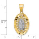 14k with White Rhodium Polished Diamond-cut Pierced Design Our Lady of Guadalupe Pendant - Image 4